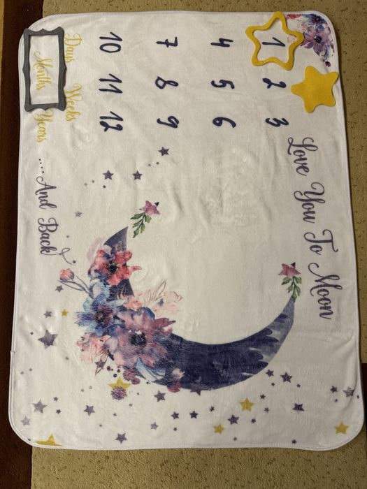 Patura pufoasa bebe milestones cu 3 accesorii