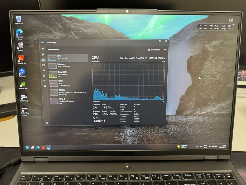 Laptop Gaming Lenovo Legion 5 Pro 16ITH6H  i7-11800H 64GB Ram RTX3060 1 TB Ssd