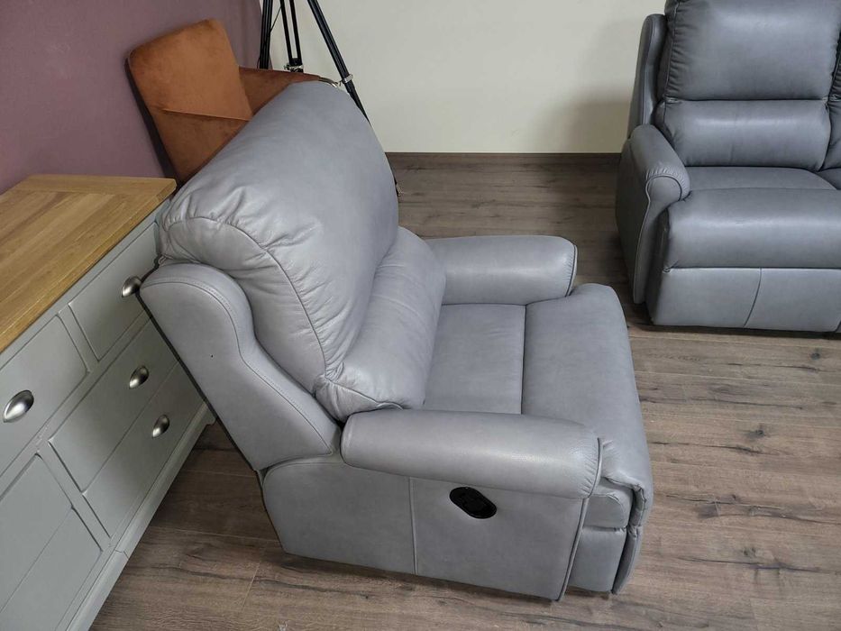 ПРОМОЦИЯ!!! Сив кожен комплект диван двойка и фотьойл G Plan