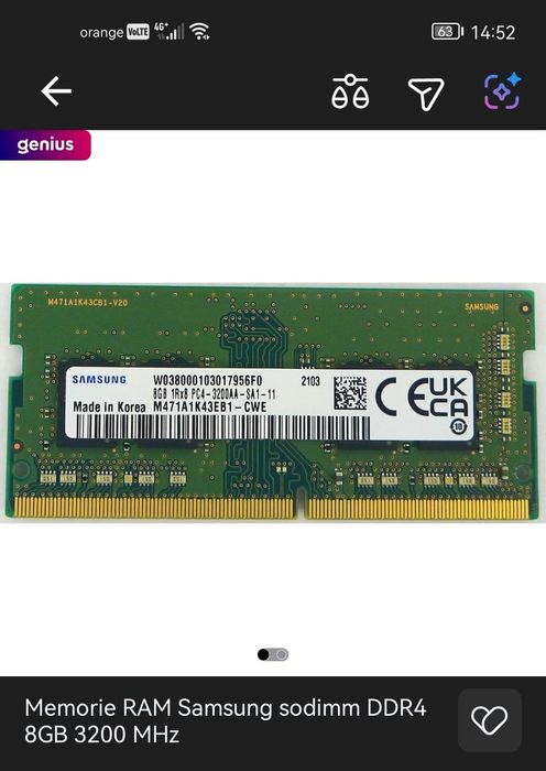 Vând RAM laptop 8+8gb