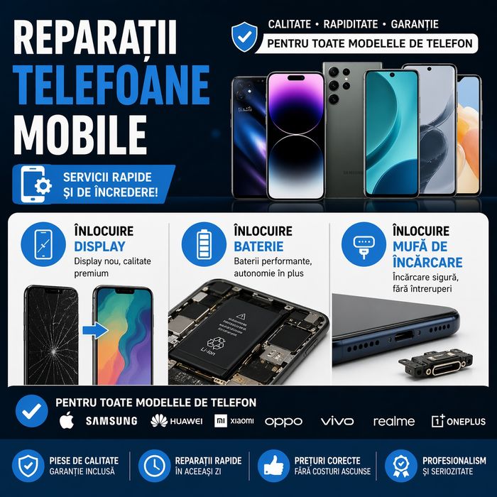 Reparatii telefone Mobile  – Rapid si Profesional. Garantie intre 6-24 Luni