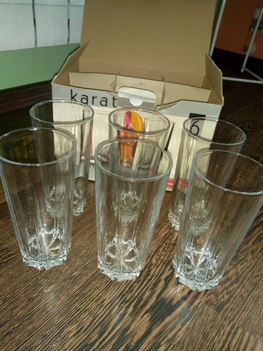 Комплект високи кристални ръчно гравирани чаши за шампанско/ за уиски