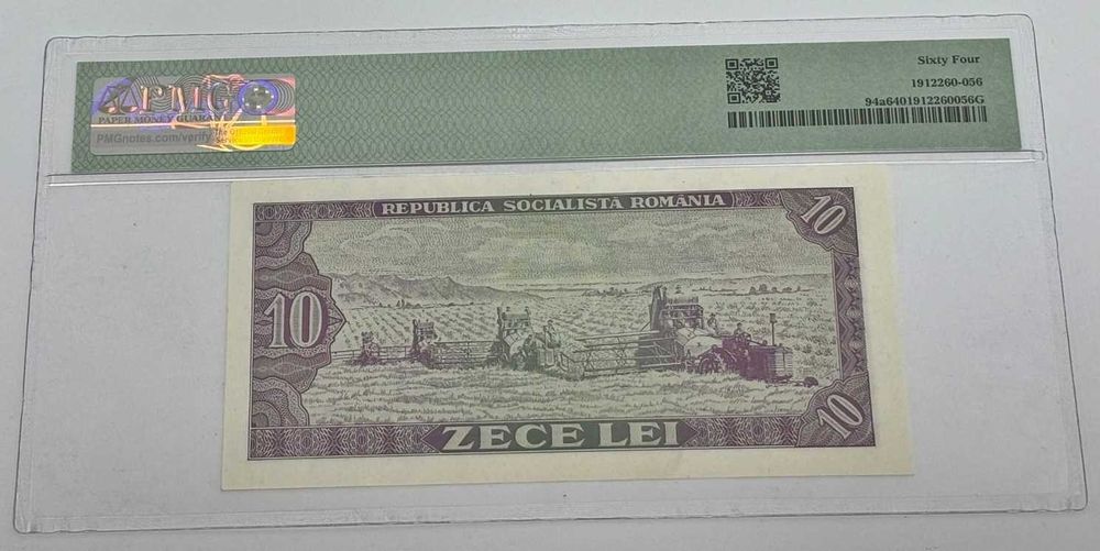 bancnota romaneasca de colectie - 10 lei 1966 gradata PMG64