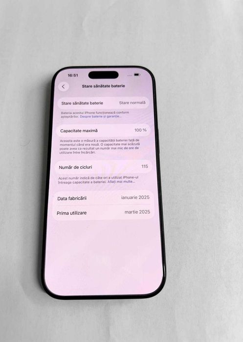 Transport gratuit iphone 16 pro ca nou bateria 100% folie husa