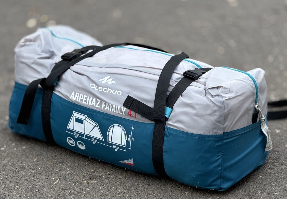 Палатка с рейки за къмпинг arpenaz 4.1 f&b, 1 спално, 4-местна