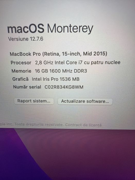 Macbook Pro A1398 i7 quadcore 16g 1tb ssd 15 Retina