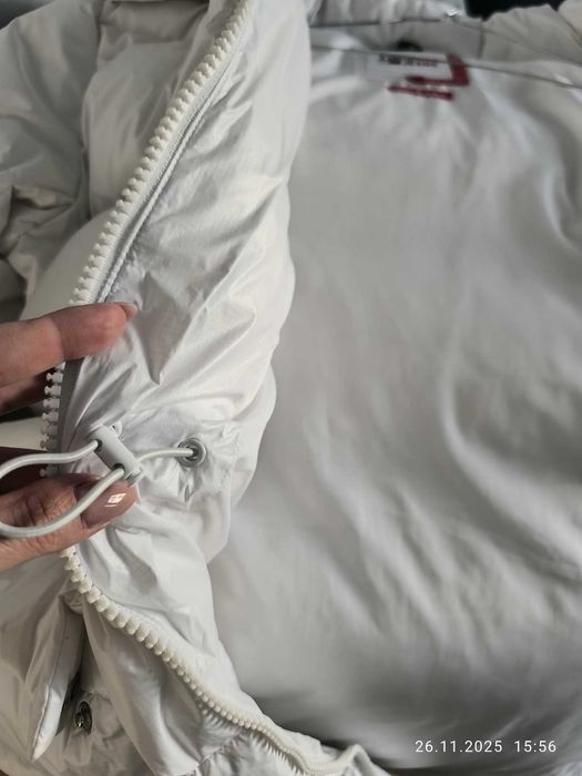 Tommy Jeans midi alaska puffer jacket in white