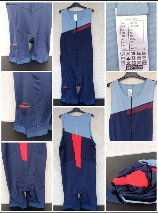 Îmbracaminte sport combinezon bleumarin triatlon Decathlon  Antonia înot ciclism alergare bicicleta  barbati