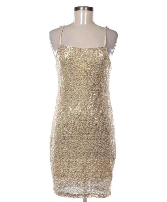 нова рокля Пайети Л М ХЛ Златиста рокля с пайети официална рокля