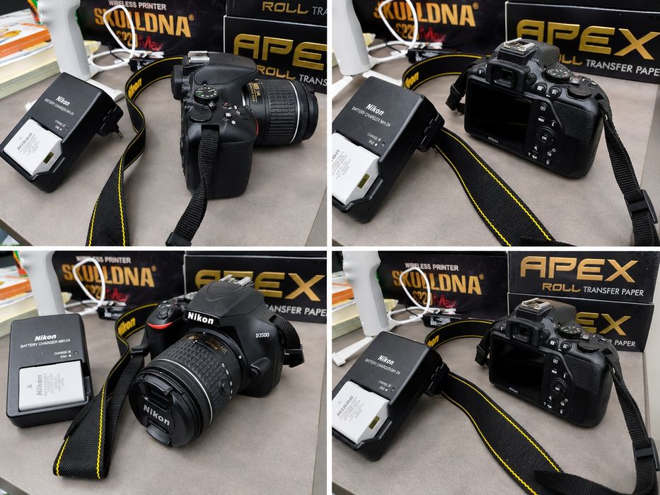 Nikon D3500 + AF-P DX NIKKOR 18-55mm VR | Пълен комплект | 2 оригинални батерии и 2 оригинални зарядни.