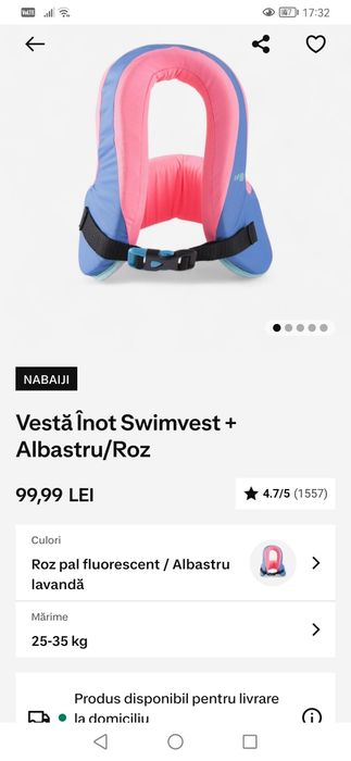 Vesta pentru inot Nabaiji Decathlon