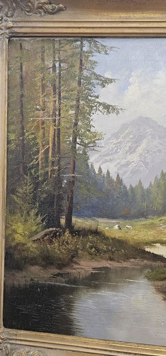 Tablou ulei pe pânză Johannes Bochmann „Am Chiemsee” ramă Baroc