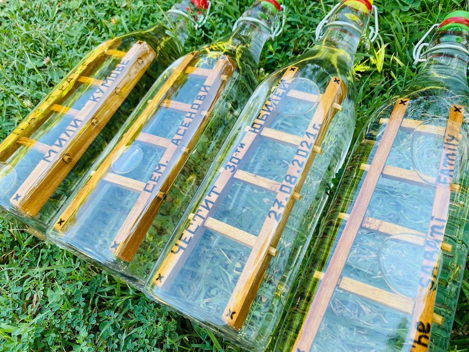 Дървени стълби в бутилка, шише за подарък, рожден ден