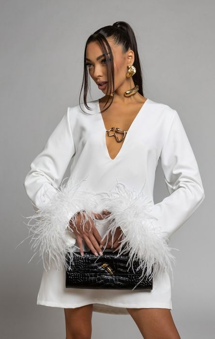 Дамска бяла рокля Nikole Collection