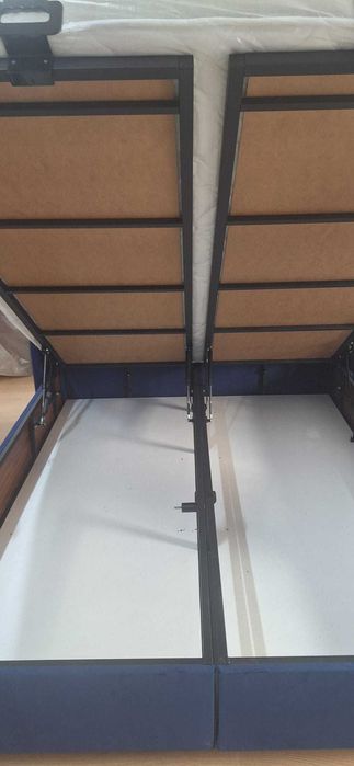 Луксозен Турски Спален Комплект ROYAL BLUE :Синьо Кадифе 160/200 см. + Дишащ Покет Матрак 25 см