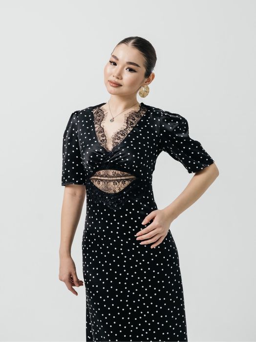 Черное платье в горошек по оптом цене