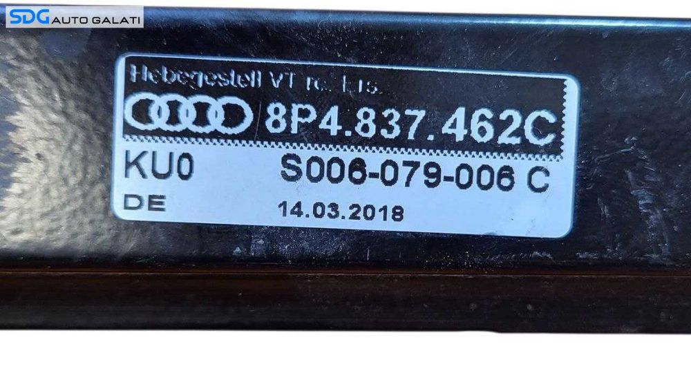 Macara Electrica pentru Geam Sticla Usa Portiera Dreapta Fata Audi A3 8P 2003 - 2012 Cod 8P4837462C [L8222]