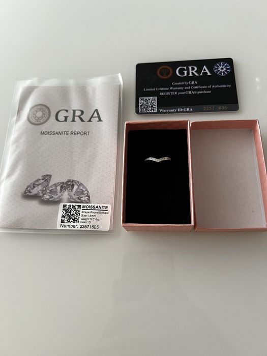 Сребърен пръстен с лабораторно създадени мойсенит