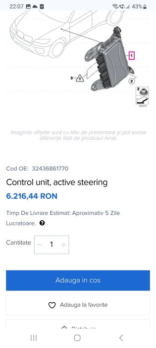 Calculator ecu modul caseta direcție active steering bmw f15 f16 x5 x6
