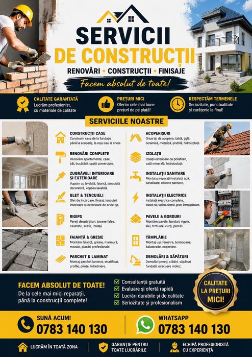Meseriasi Servicii Construcții/Renovari/Demolari/Curatenie
