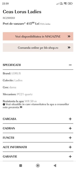 Ceas Lorus dama Quartz