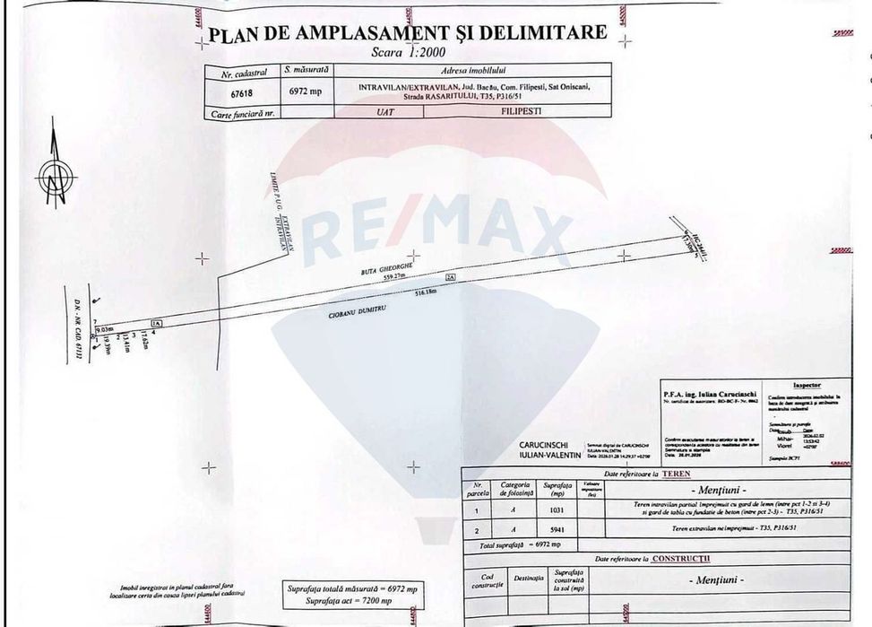 Teren intravilan/extravilan, Strada Răsăritului, com. Filipesti