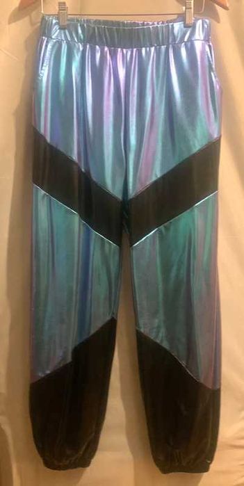 Pantaloni albastru metalizat