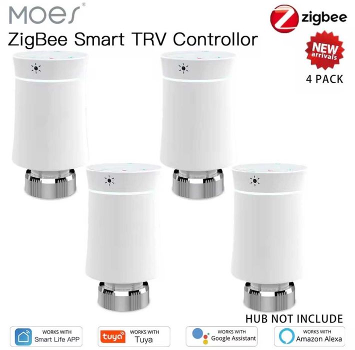 MOES ZigBee3.0 TRV Tuya smart радиаторен вентил интелигентен програмируем термостат с контрол на температурата и гласов контрол с Alexa google home