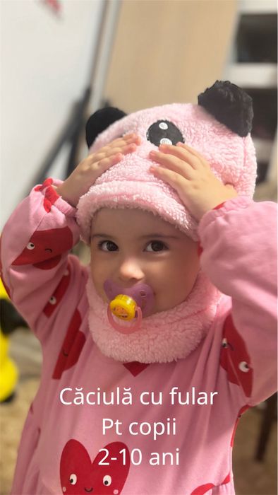 Caciula de iarna gen cagula 3 in 1 pt copii 2-8 ani