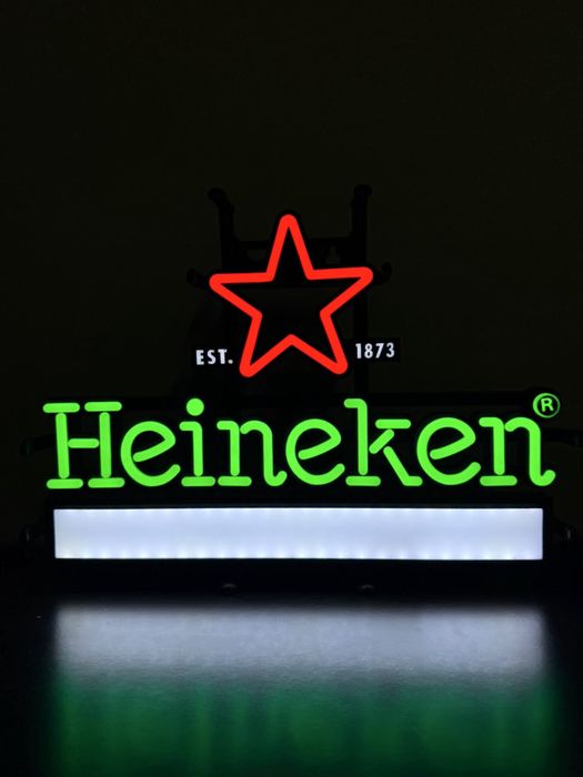 Reclamă luminoasă Heineken originală LED – NOUĂ – dimmer – 44 × 32 cm
