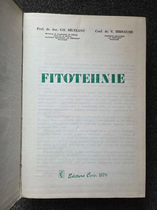 FITOTEHNIE - Bilteanu, Birnaure