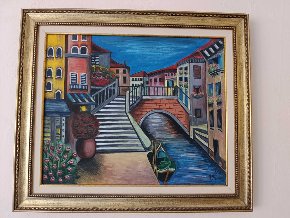 Авторска картина "ВЕНЕЦИЯ",темпер с рамка.