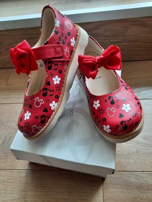 Clarks, Кожени обувки  с панделка, Червен / Черен / Бял, 27 EU