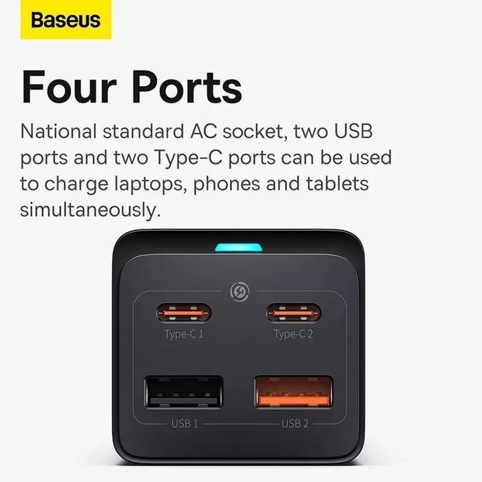 Baseus 65w Gan3 Pro Зарядное устройство для телефона Сетевой фильтр
