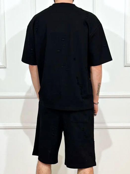 set pentru vara compleu de barbati pantaloni scurti cu siret tricou