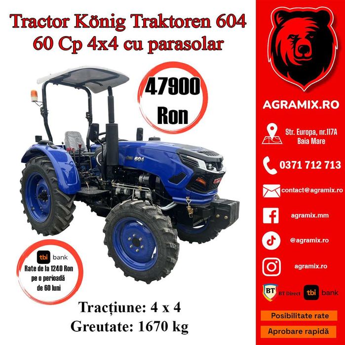 Tractor Konig Traktoren nou  fara cabina putere 60 CP Agramix
