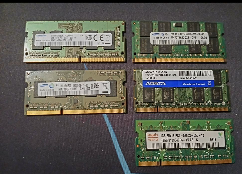 Продам SO-DIMM RAM 5 штук DDR2 DDR3 DDR4 — Samsung, Hynix, ADATA
