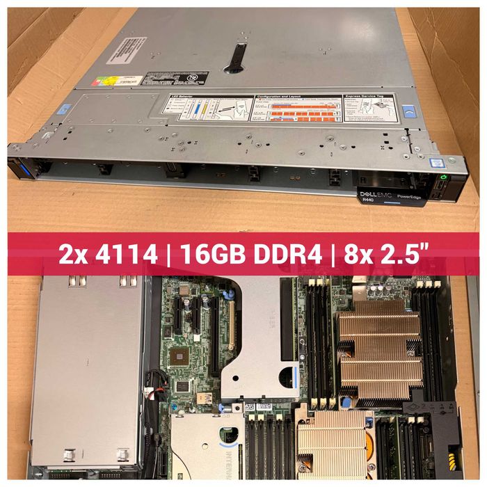 Сървър Dell R440 2x Silver 4114, 16GB RAM, 8x 2.5" SAS, Proxmox XCP-NG
