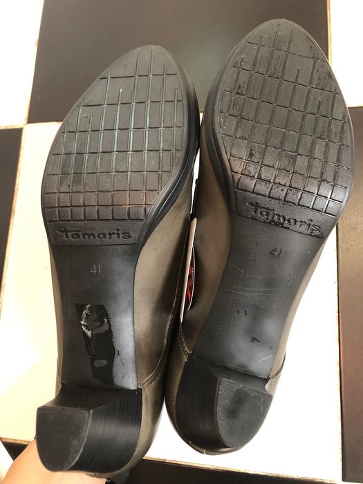 Tamaris естествена кожа дамски обувки с ток 41