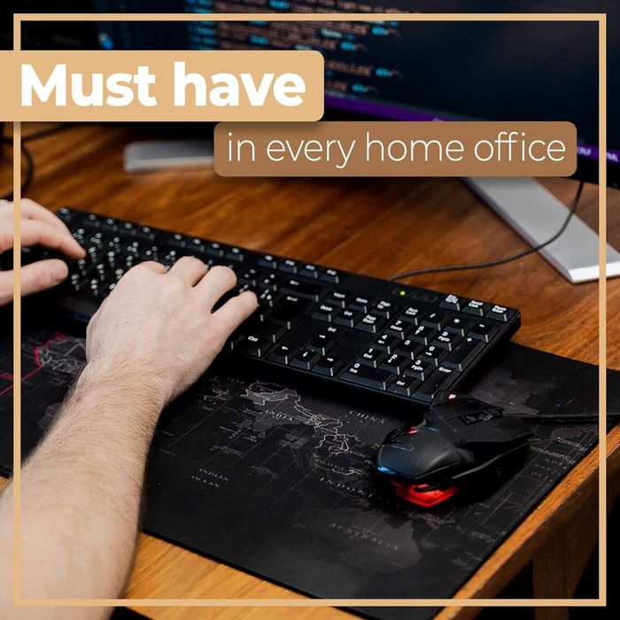 Mousepad Gaming XL cu Harta Lumii Antiderapant pentru Birou 80 x 30 cm