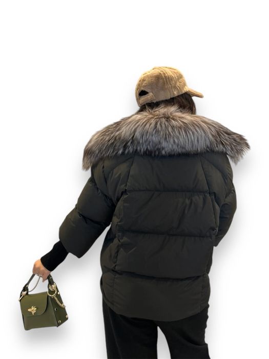 Geaca dama cu guler din blana naturala