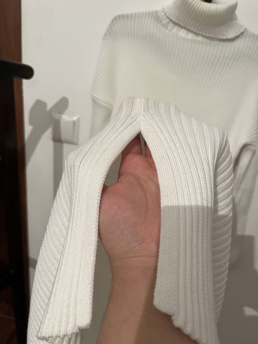 Вязаное белое Платье лапша