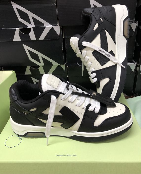 Off White Out Of Office Black White Leather Full Box Verificare La Livrare