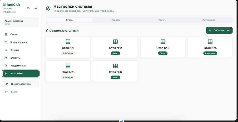 Автоматизация бильярдных