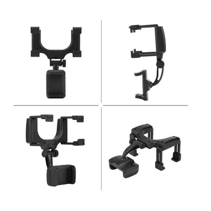 Suport de telefon pentru oglinda retrovizoare reglabil negru