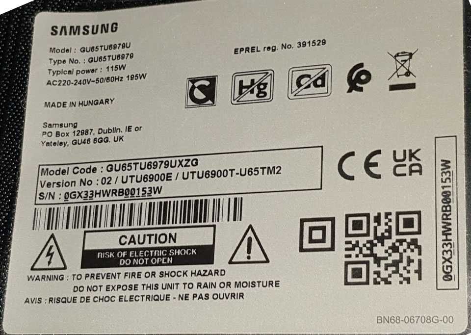 DEFECT Televizor LED Samsung Crystal UHD 65TU6979 Smart TV 4K 163 cm