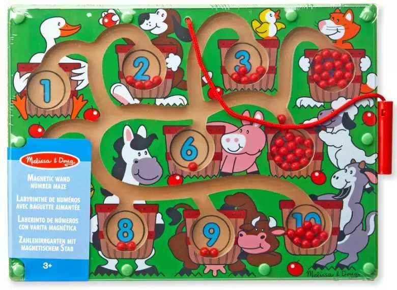 Дървен магнитен лабиринт с цифри Melissa & Doug Ферма