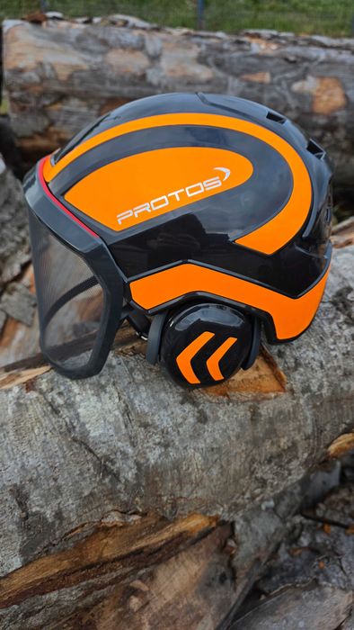 Cască arborist PROTOS negru/portocaliu neon