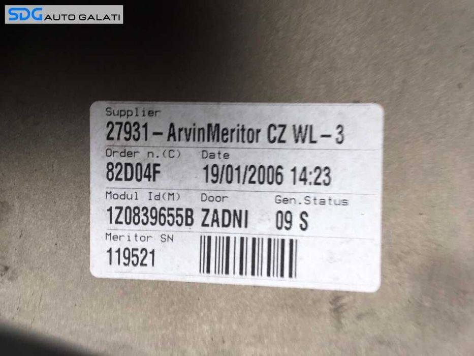 Macara Electrica Stanga Spate Skoda Octavia 2 2004 - 2013 Cod 1Z0 839 655 B 1Z0839655B