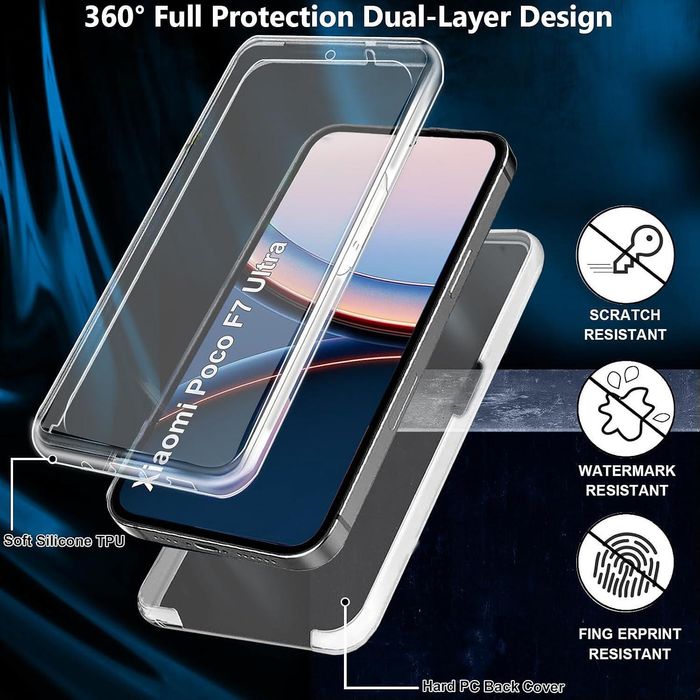 Прозрачен 360° Градуса Кейс за Xiaomi Poco F7 ULTRA